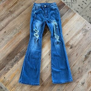 Blue Distressed Women's Jeans